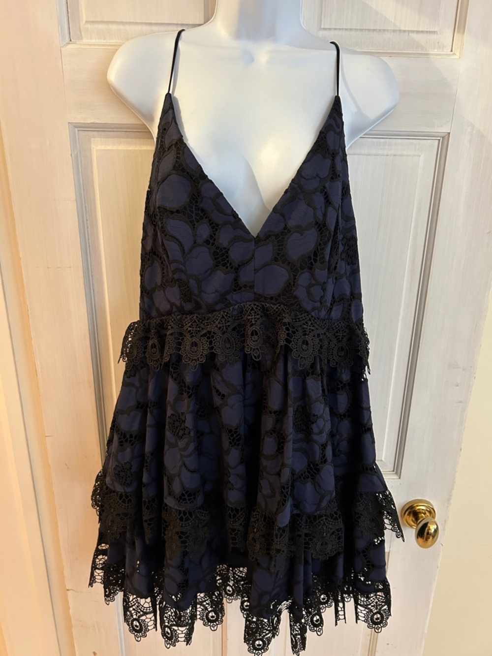 Kendall & Kylie Navy Blue Lace Tiered Mini Dress